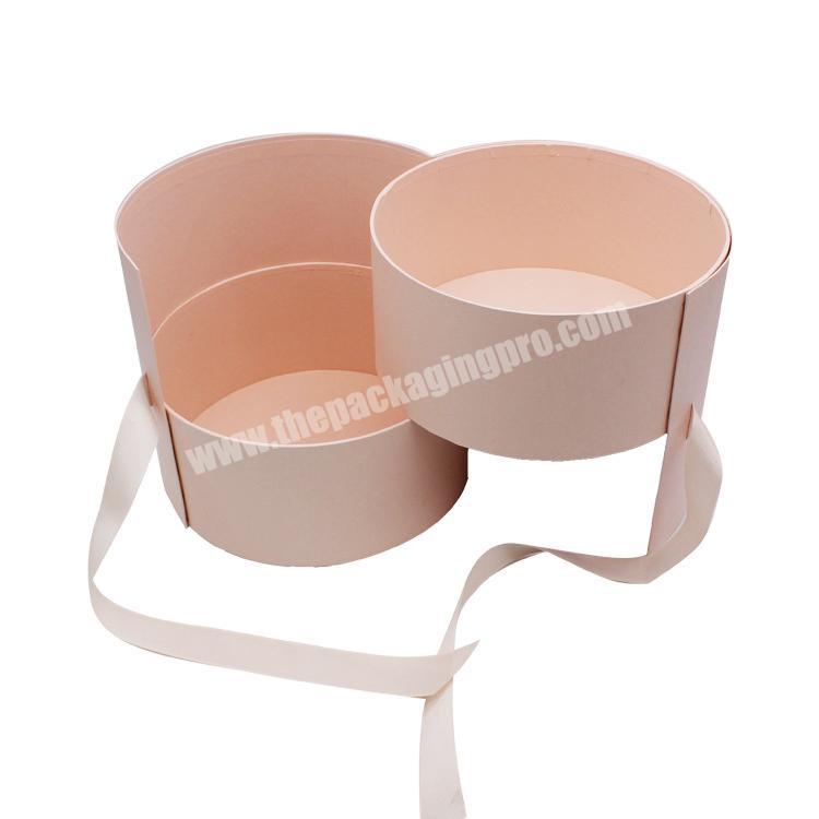 Custom Logo Printing Cardboard Window Double Layer Round Cylinder Paper Box For Flower