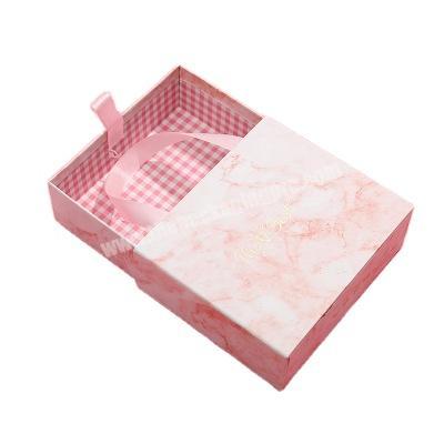 Custom Logo Size Recycled Material Bag Style Paperboard Paper Drawer Sliding Packaging Gift Box With Ribbon Rigid Luxury Boxes