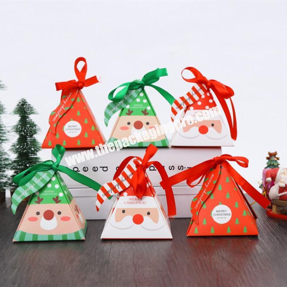 Custom Logo Small Mini Paper Packaging Merry Christmas Pyramid Candy Gift Present Favour Box