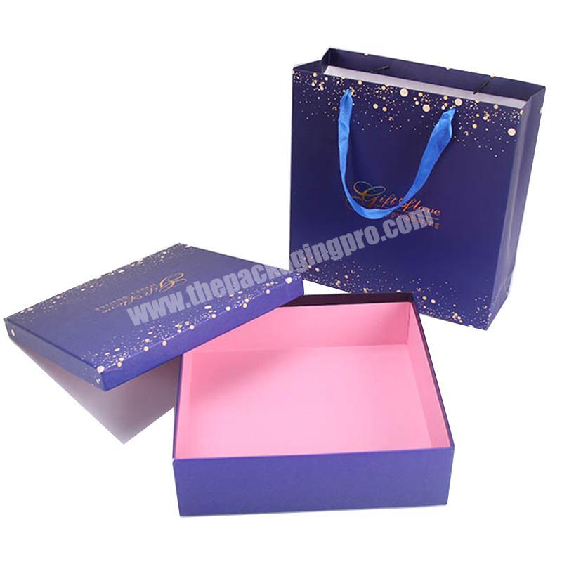 Custom Logo Top Lid Gift Box With Bag Gold Stamping Packaging Boxhot Sale Products For Valentine Gift Mailer Box