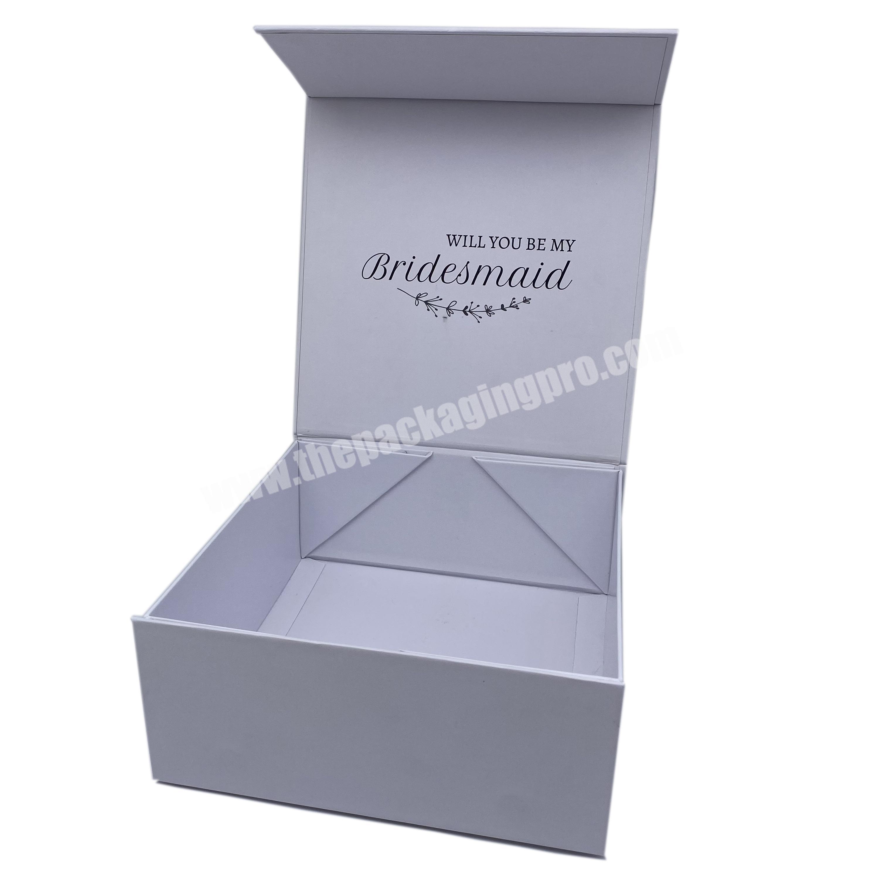 Custom Logo White Rigid Cardboard Mailer Box With Magnetic Foldable Bridesmaids and Wedding Boxes Gift Box