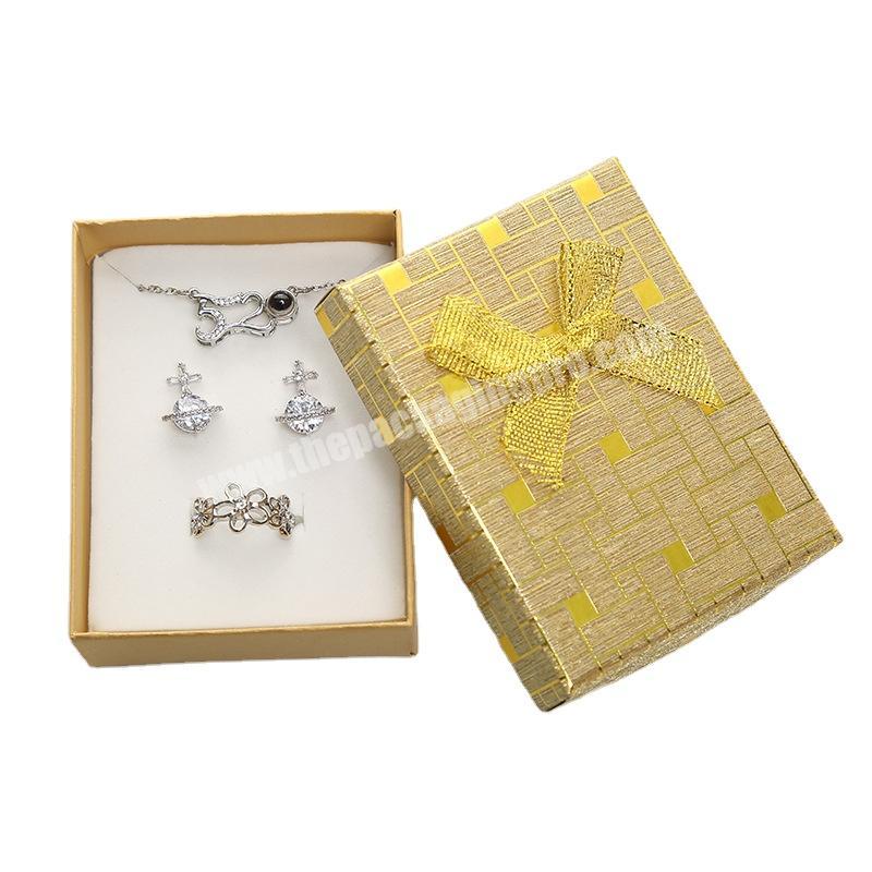 Custom Logo Yellow Luxury Necklace Ring Earring Packaging Jewelry Gift Paper Box Wholesale