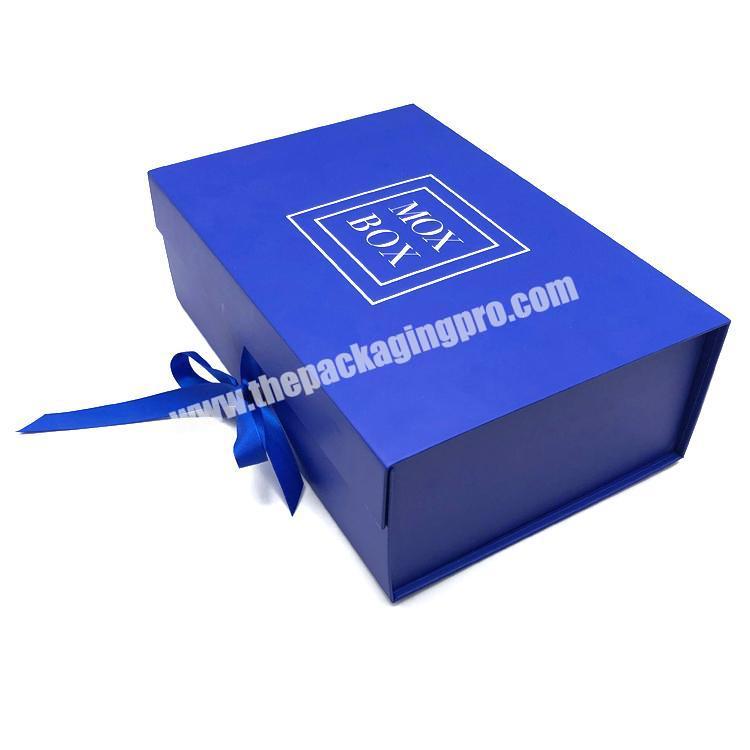 Folding Magnetic Skin Care Jewelry Hair Packaging Box Ribbon Gift Box Paper Printing Custom Tifany Blue Royal Navy Blue Accept