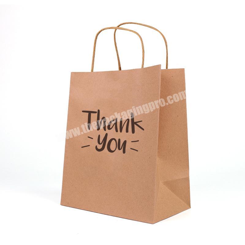 Custom Logo design Print Wholesale Grocery Christmas gift packaging Brown Kraft Paper Gift Bag with Handles