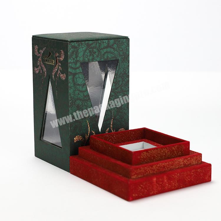 Custom Luxury Big Rigid Perfume Packaging Cardboard Gift Box with Acrylic Clear Window