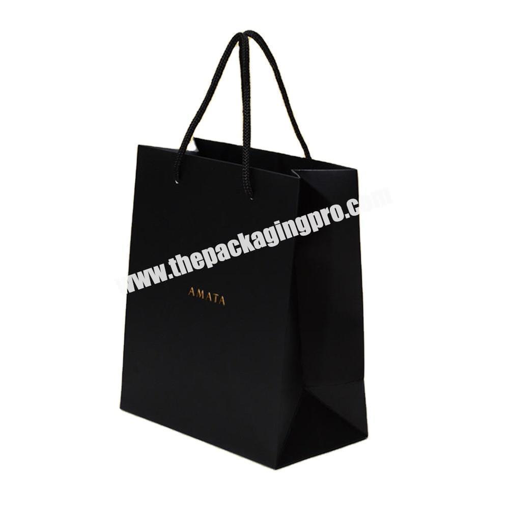 Custom Luxury Black Jewerly Garment Packaging Gift Shopping Bag Paperbag With Branded Logo