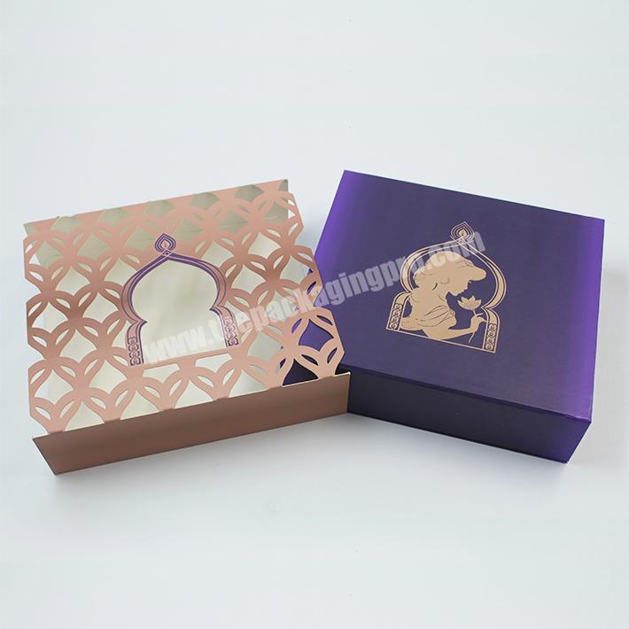 Custom Luxury Book Shape Purple Gift Packing Boxes with Sleeve decoration for jewelry High Quality