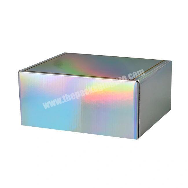 Custom Luxury Cardboard Corrugated holographic Mailing Mailer Shipping Box Custom Logo with Carton Packaging Box for Clothes