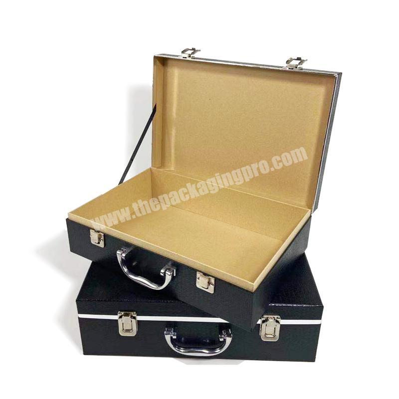 Custom Luxury Crocodile Texture Cardboard Paper  Groomsmen Gift Suitcases Box Travel Luggage with Metal  Buckle and Handle