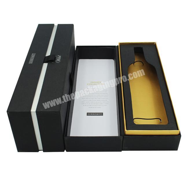 Custom Luxury Design Matte Black Cardboard Gift Box For Wine Packaging