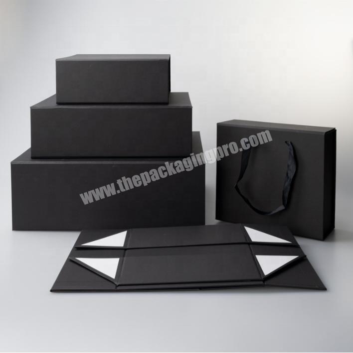 Custom Luxury Foldable Magnetic Black Folding Jewelry Wig Drop Front Shoe Gift Packaging Boxes Wholesale