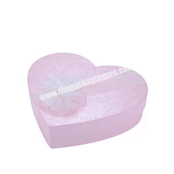 Custom Romantic Pink Design Heart Shape Cardboard Heaven and Earth Cover Gift Box Packaging With Ribbon Decoration