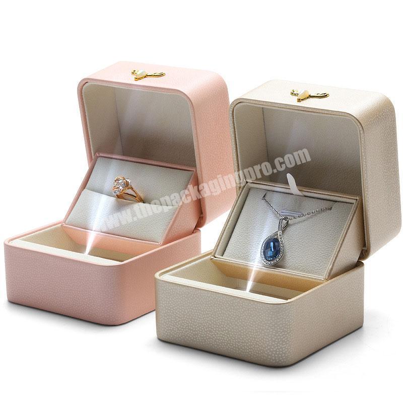 Custom Luxury Jewelry Box With Logo Necklace Wedding Ring Gift Box Led Light Jewelry Packaging Box