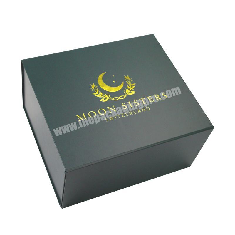 Custom Luxury Large Gift Box Magnet Magnetic Dark Green Paper Closure Foldable Packaging Carton Folding Wholesale Gift Box