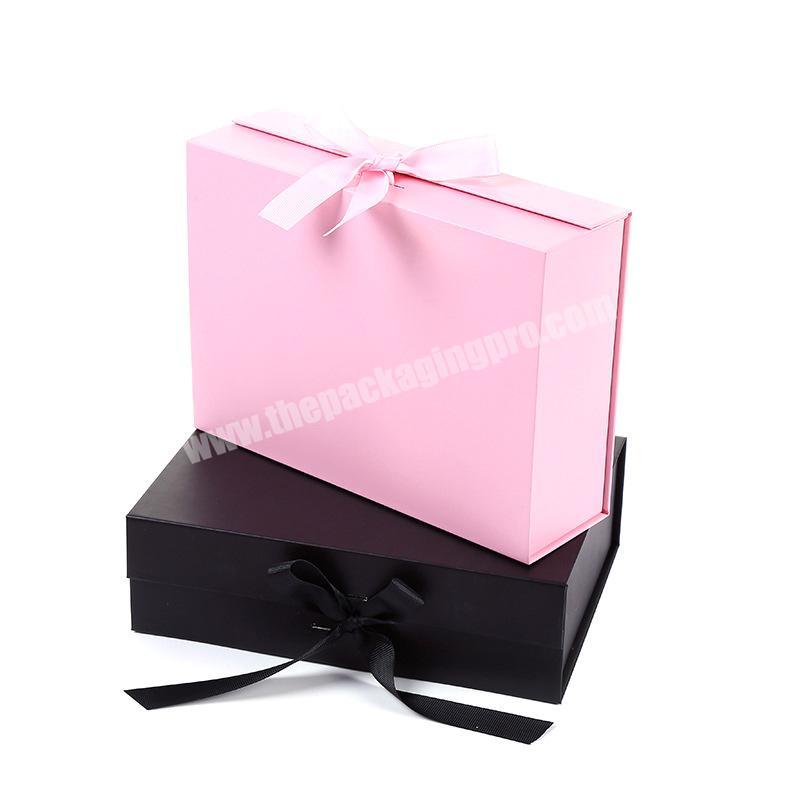 Custom Luxury Large Rigid Paper Cardboard Gift Packaging  Magnetic Folding Box For Wedding Dress  With Ribbon Gift Box
