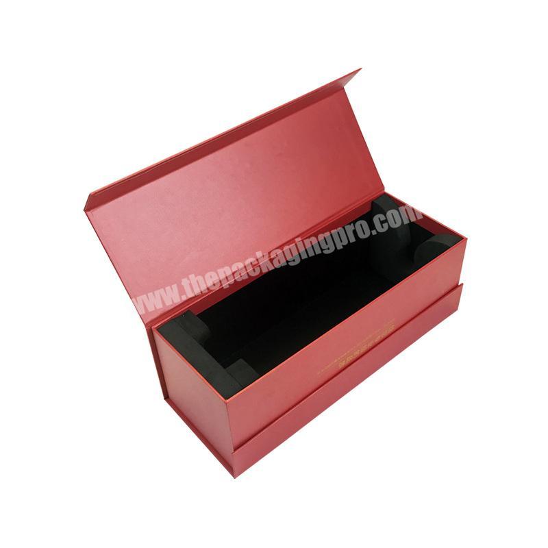 Custom Luxury Magnetic Cover Cardboard Carton Paper Single Bottle Red wine gift box packaging