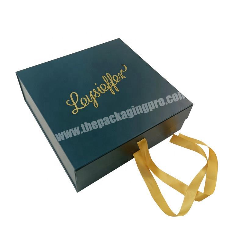 Custom Luxury Paper Card Magnetic Folding Boxes With Ribbon for Gift