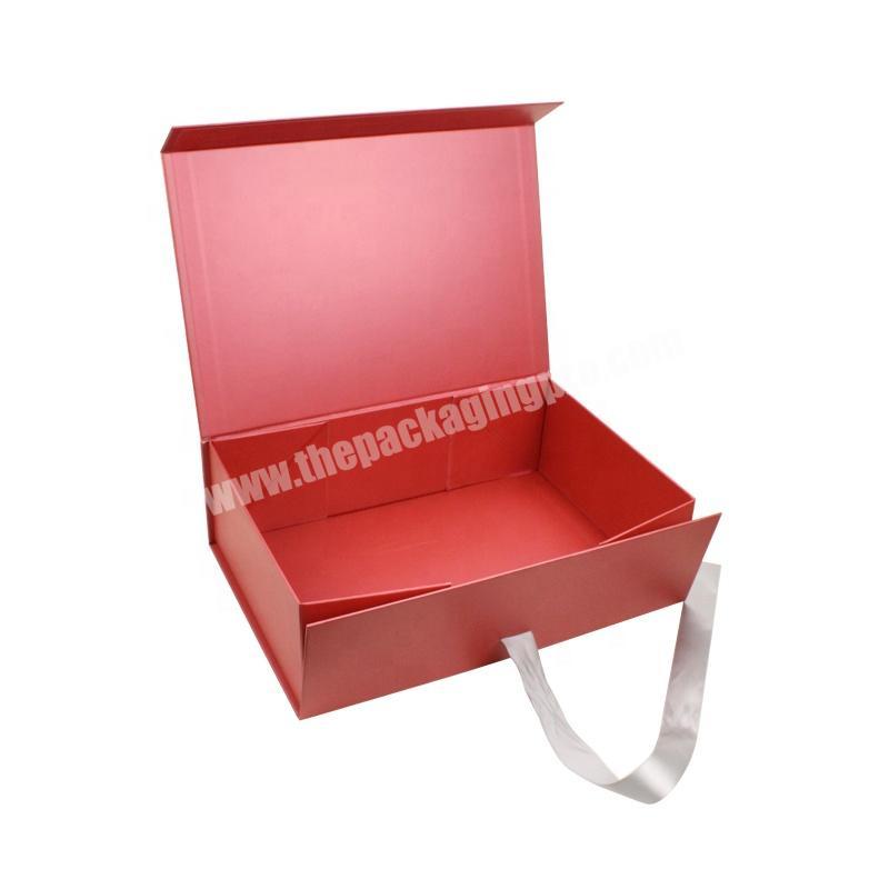 Custom Luxury Paper Magnet Foldable Magnetic Boxes Folding Gift Box Clothing Packaging Folded Gift Box Ribbon