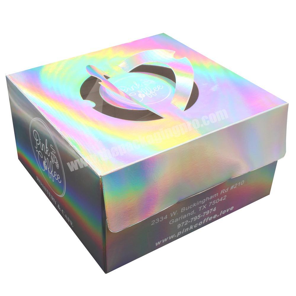 Custom Luxury Paper Party Bakery Cake Packaging Box Cajas Birthday Bakery Cake Box With Clear Window