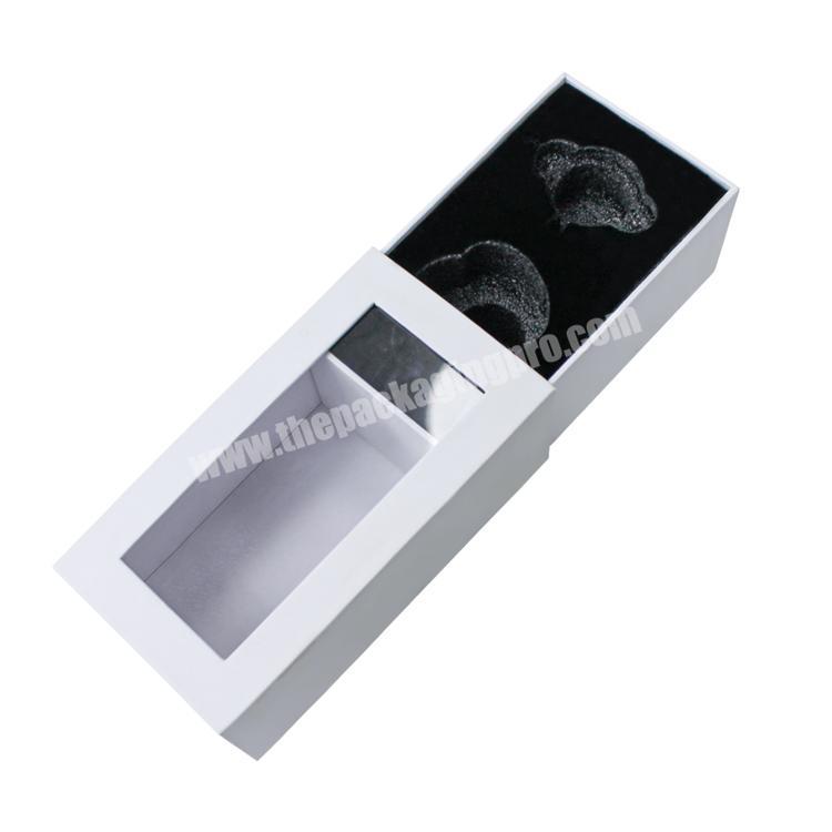 Custom  Luxury Rigid Gift Box With Velvet Insert Cardboard Small White Paper Jewelry Packaging Drawer Box