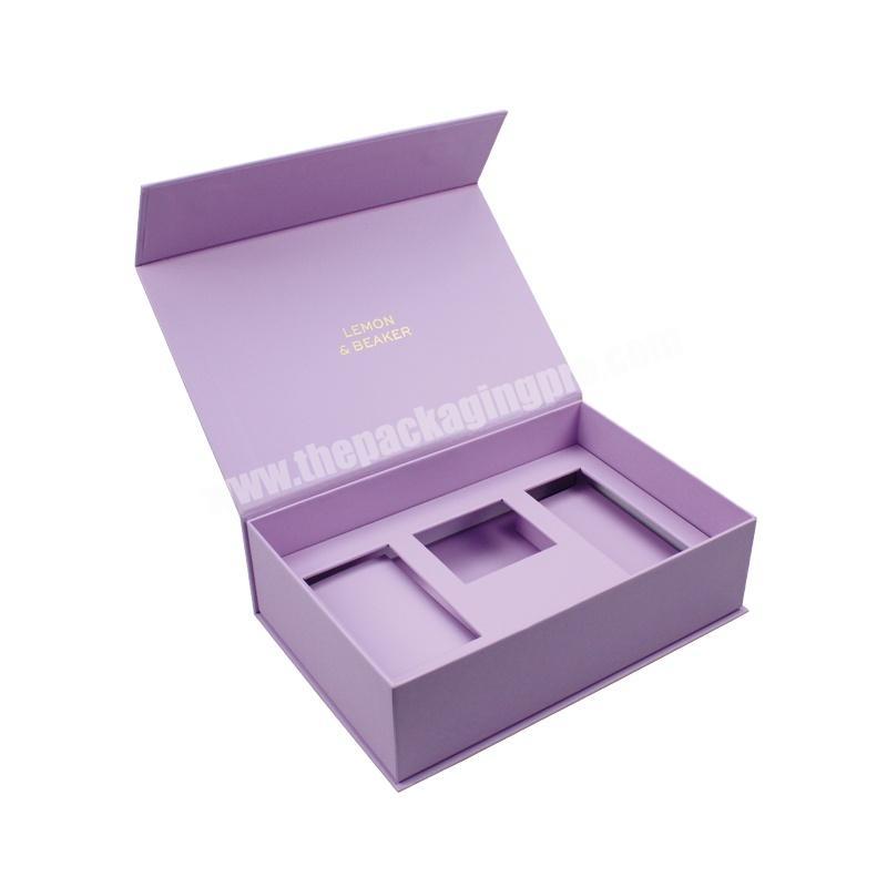 Custom Luxury purple Magnetic Large Size box Skin Care Packaging Paper Gift Box