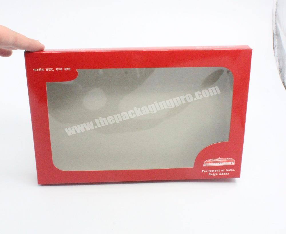 Custom Made Cardboard Paper Gift Box With Clear PVC Window Cheap Sale