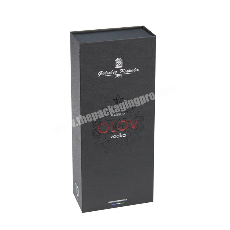 Custom Matt Black Rigid Cardboard Set Packaging Boxes Champagne Whisky Wine Bottles Glass Gift Box
