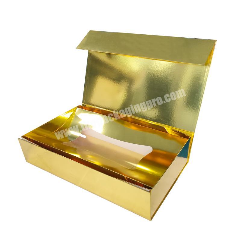 Custom Metallic Gold Printing Design Logo Magnetic Collapsible Gift Box Folding Packaging Box Rigid Cardboard Packaging