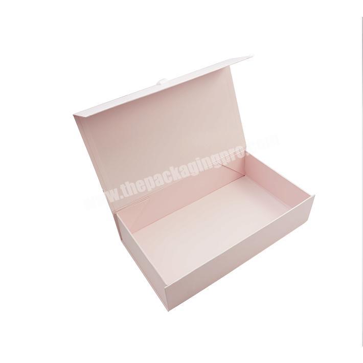 Custom Paper Box Elegant Luxury Customized Logo Foldable Magnetic Closure Flat Pack Gift Folding Box With Ribbon
