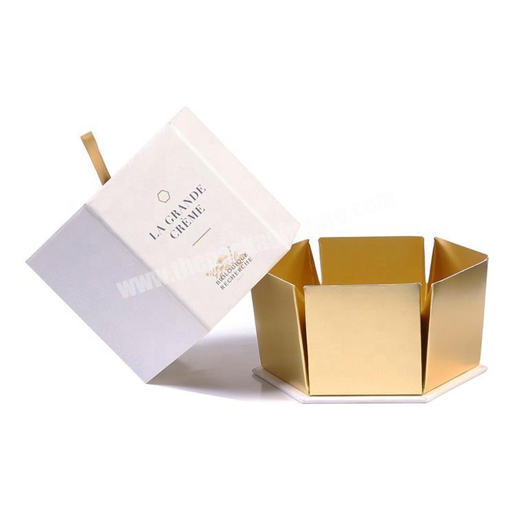 Custom Paper Gold Cardboard Special Shape Box Candle Jar with Lid and Gift Boxes for Cosmetics Perfume Packaging