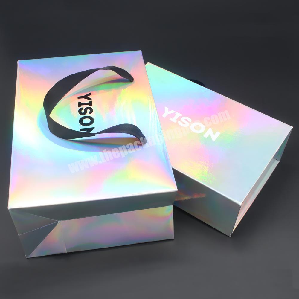 Custom Paper Shopping Holographic Bags Packaging Holographic Gift Bag