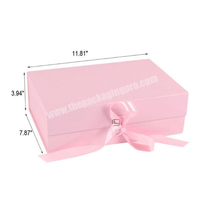 Custom Pink Gift Box Magnetic Box With Elegant Ribbon Manufacture Gift Box Packaging