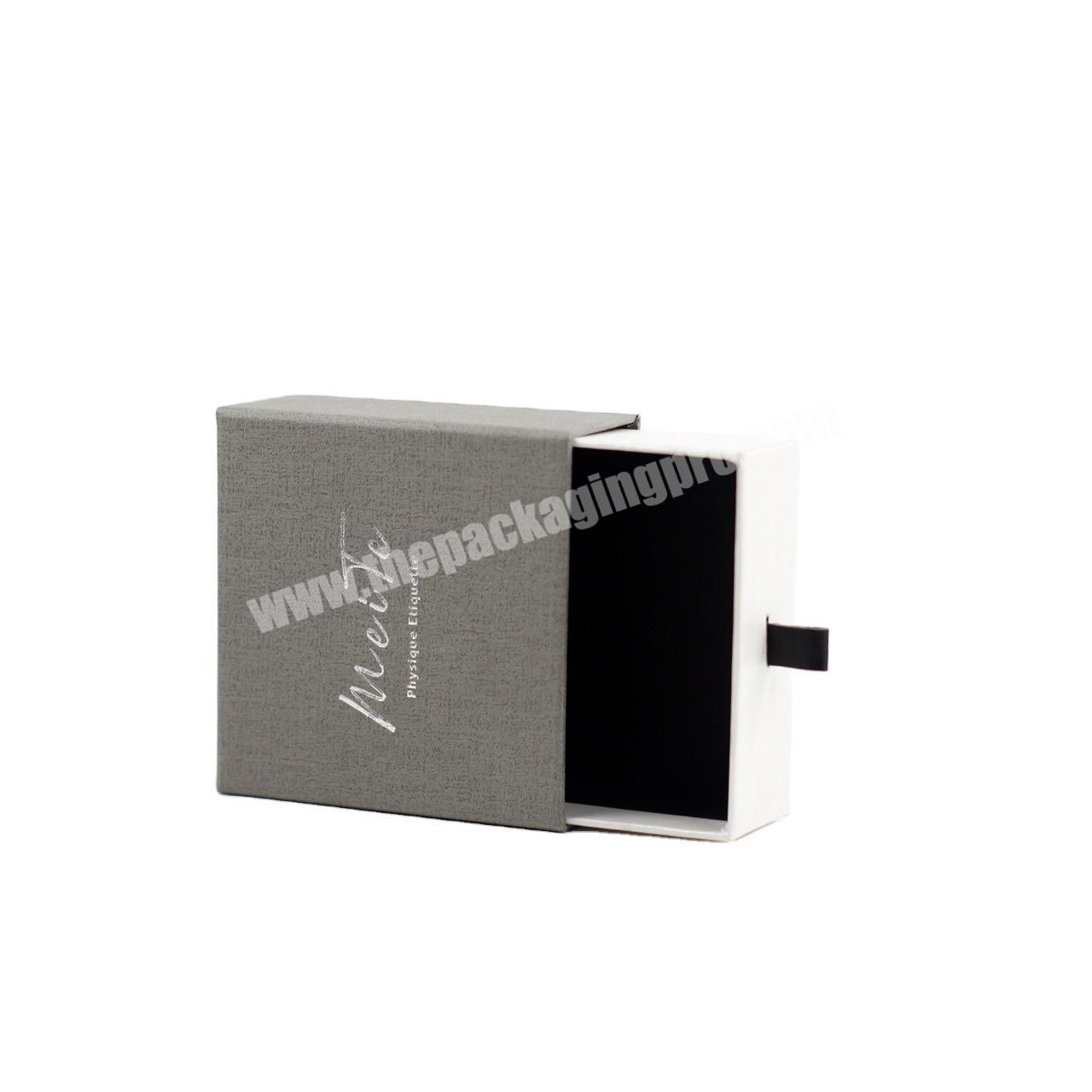 Custom Popular Design UV Logo Printed Cardboard Handle Gift Drawer Packaging Paper Box With Ribbon