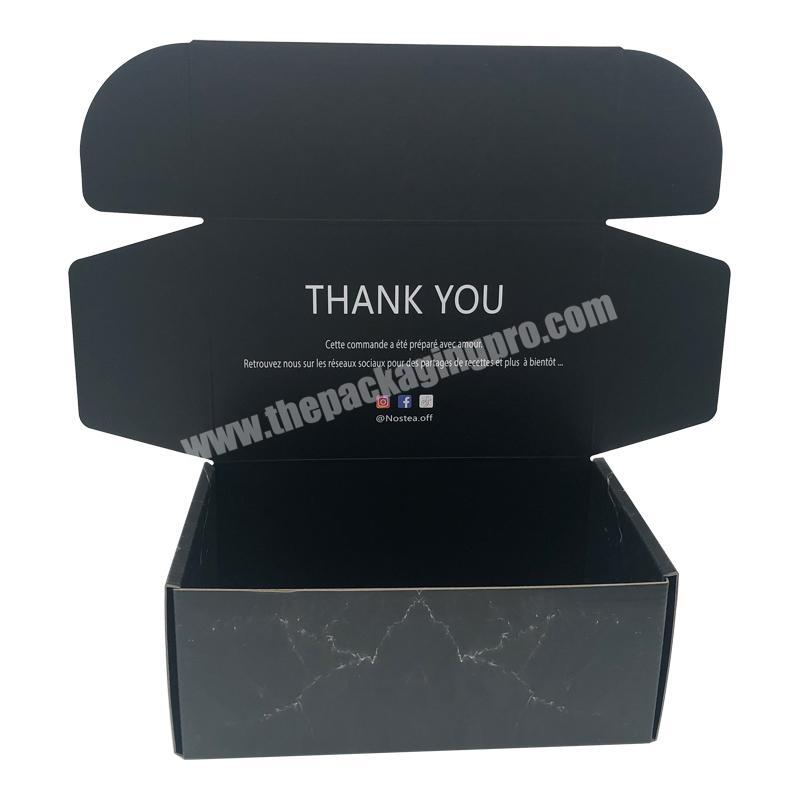 Custom Print Black Marble Corrugated Carton Mailing Shipping Hair Packaging Empty Paper Cosmetic Folding Package Marble Boxes