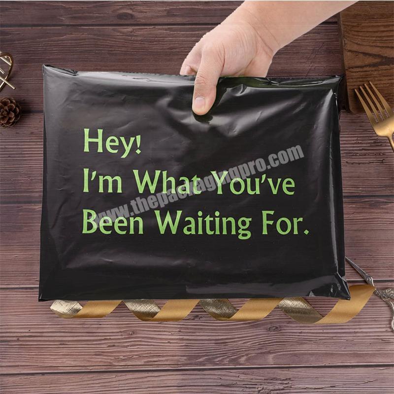 Custom Printed Express Courier Envelope Black Poly Waterproof Self Adhesive Plastic Shipping Bags For Clothing Packaging