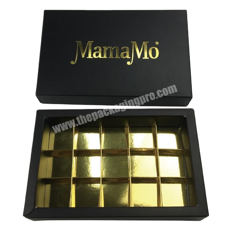 Custom Printing Luxury Paper Empty Chocolate Gift Box Black Chocolate Packaging Box With inset