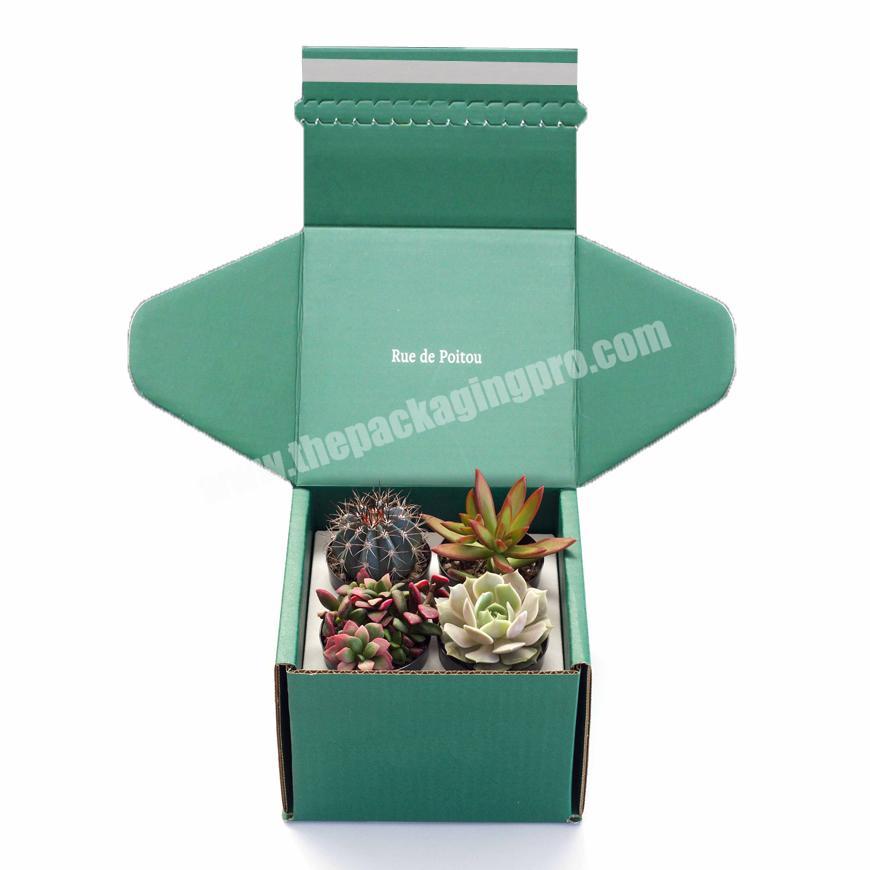 Custom Printing Paper Die Cut Succulent Cactus Live Succulent Pot Plant Shipping Box For Plant Packaging Box
