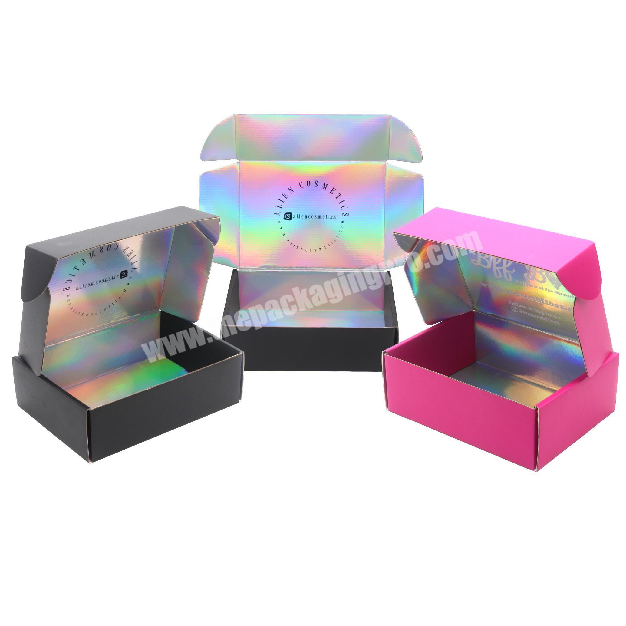 Custom Printing empaque caja Holographic Shipping Mailer Box Hologram Cardboard Mailing Pr Box Packaging Holographic