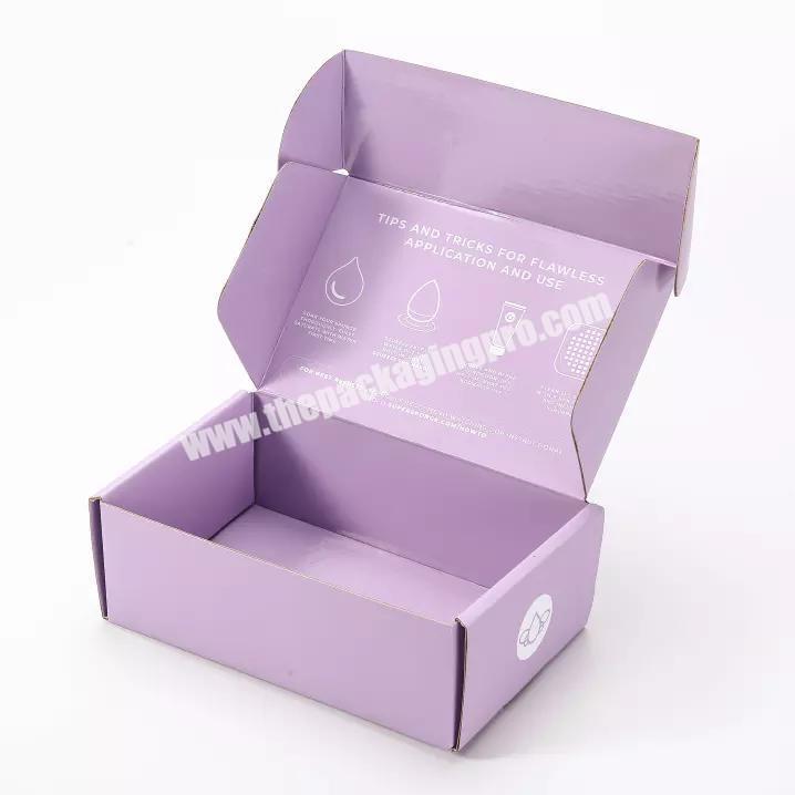 Shenzhen Factory Custom Logo Cardboard Cartons Shipping Mailer Box Purple Corrugated Packaging Paper Boxes