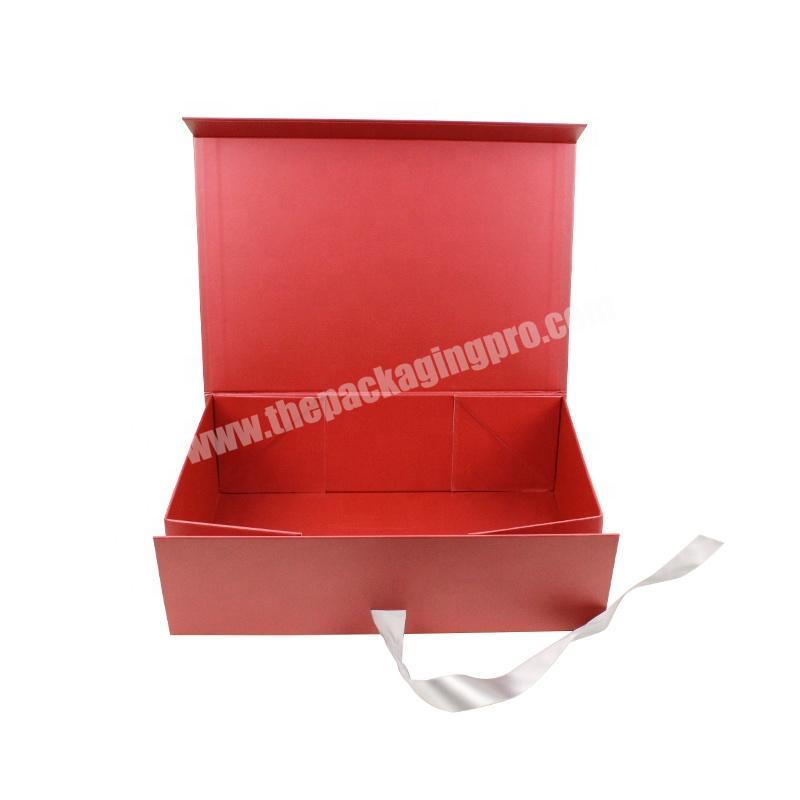 Custom Red Color Printed Paper Card Magnetic Folding Boxes With Matte Lamination for Gift