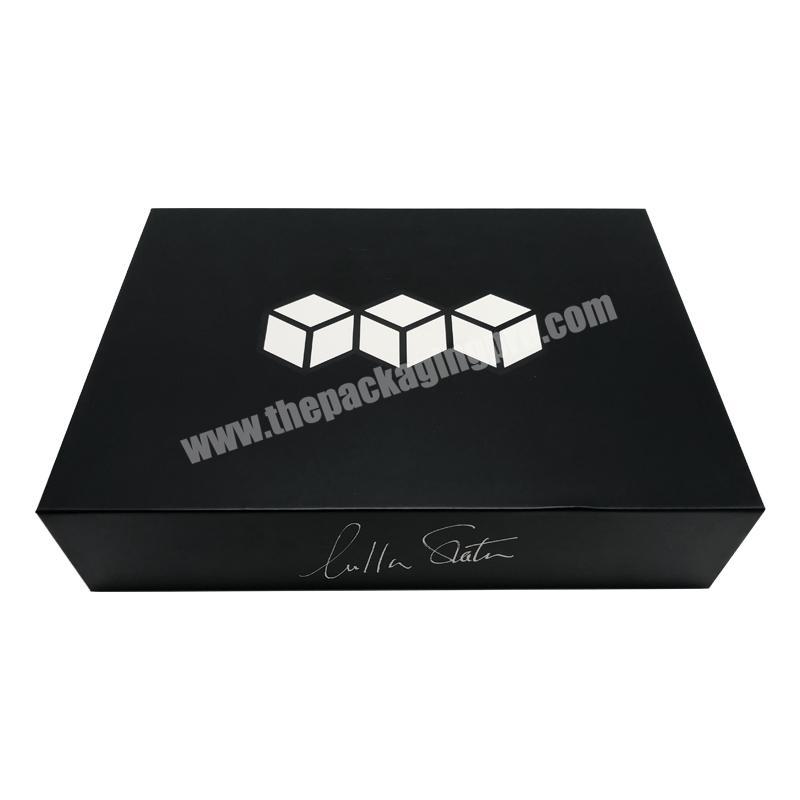Custom Rigid Black Cardboard Box Apparel Shoes Makeup Product Magnet Gift Box Paper Packaging Box with Magnet Lid factory