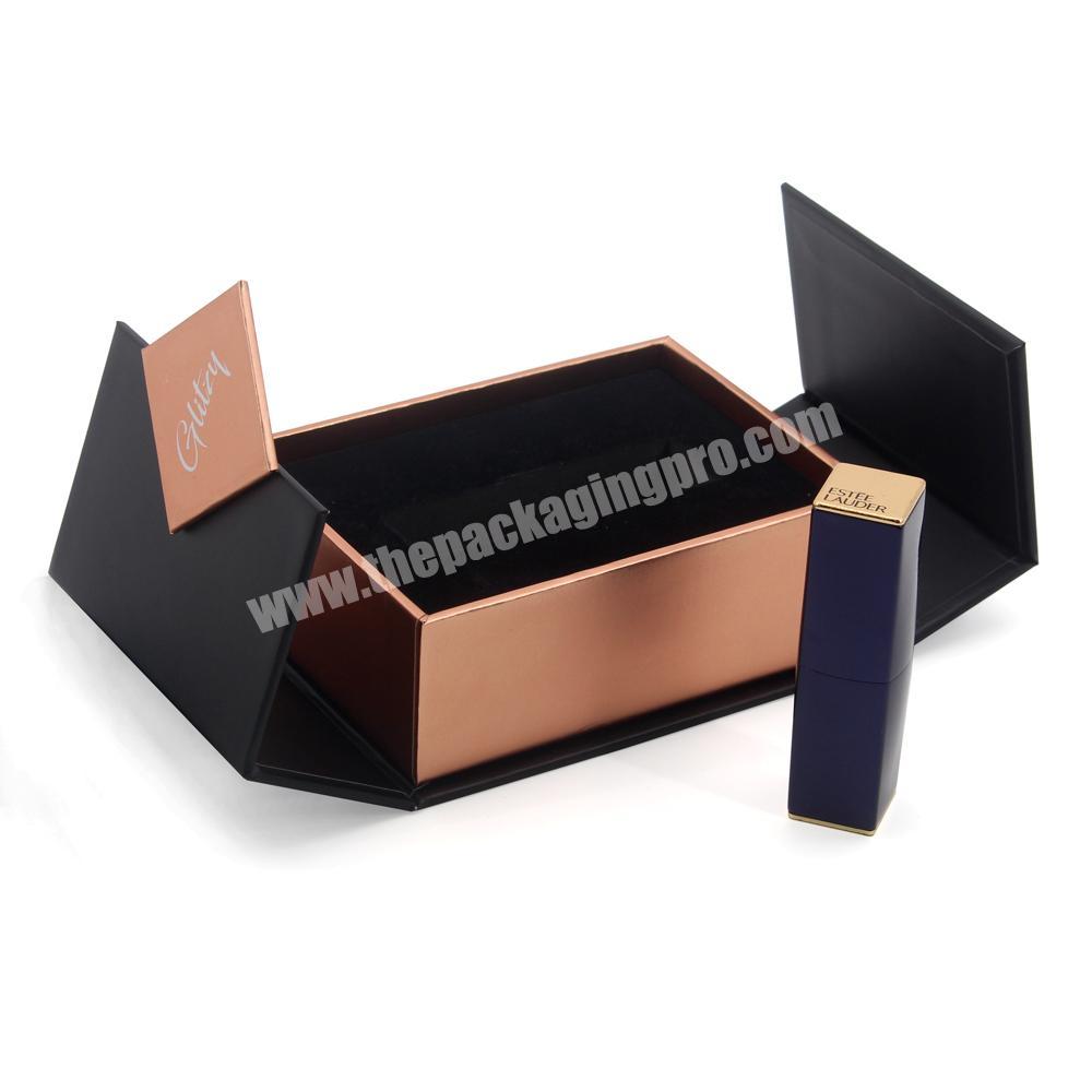Custom Rose Gold Magnetic Lip Stick Lipstick Tiny Gift Paper Box Packaging