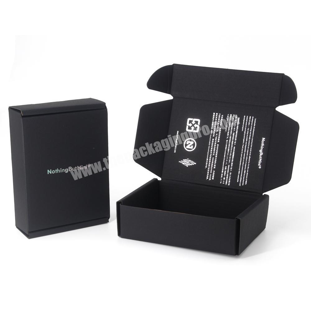 Custom Silver Foil Logo Small Black Cardboard Card Board Shipping Shipper Box for small businesses