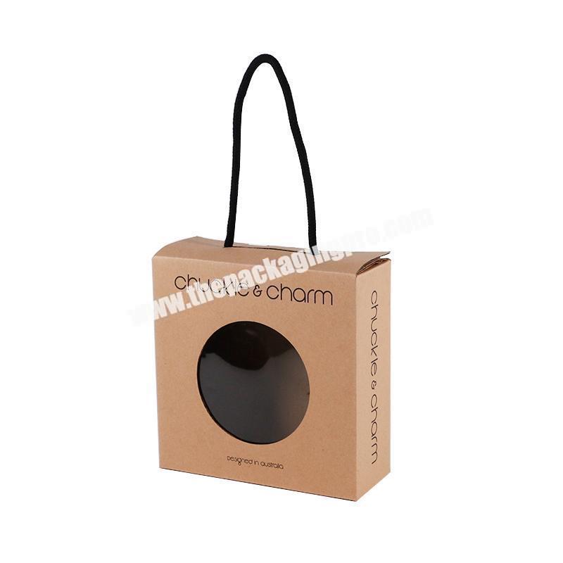 Custom Simple decorative display brown kraft paper box kids socks packaging boxes with logo window