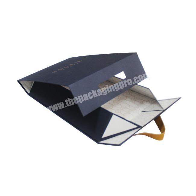 Custom Size Blue Color Cardboard Paper Foldable Drop Front High Heels Shoe Box with Handle