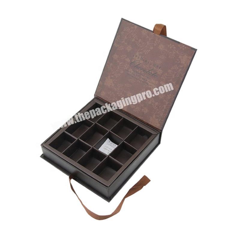 Custom Size and Logo Printing High End Ribbon Empty Magnetic Packing Chocolate Gift Box