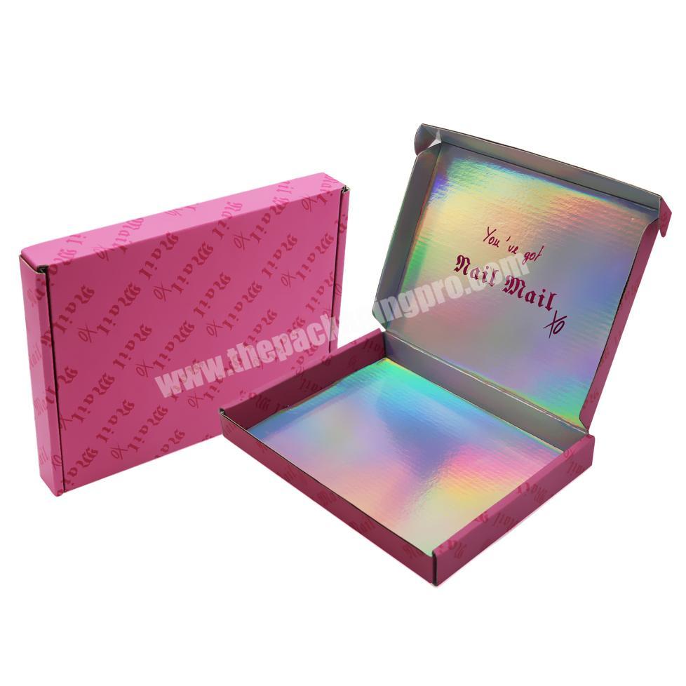 Custom Small Pink 3D Holographic press on mail Boxes