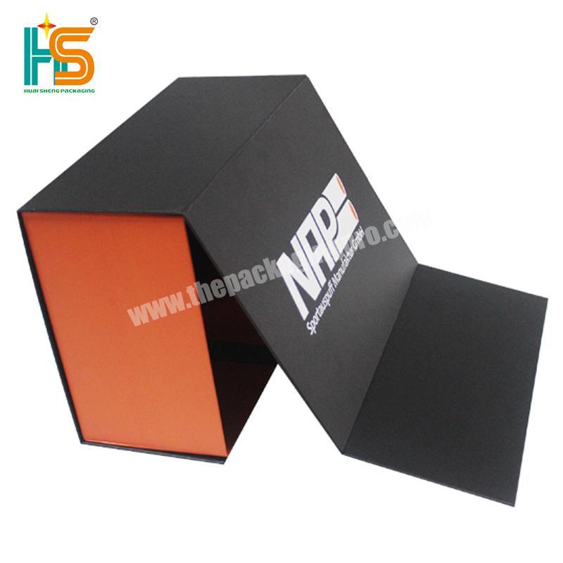 Custom Square Collapsible Rigid Black Flap Cardboard Paper Folding Magnetic Closure Gift Box