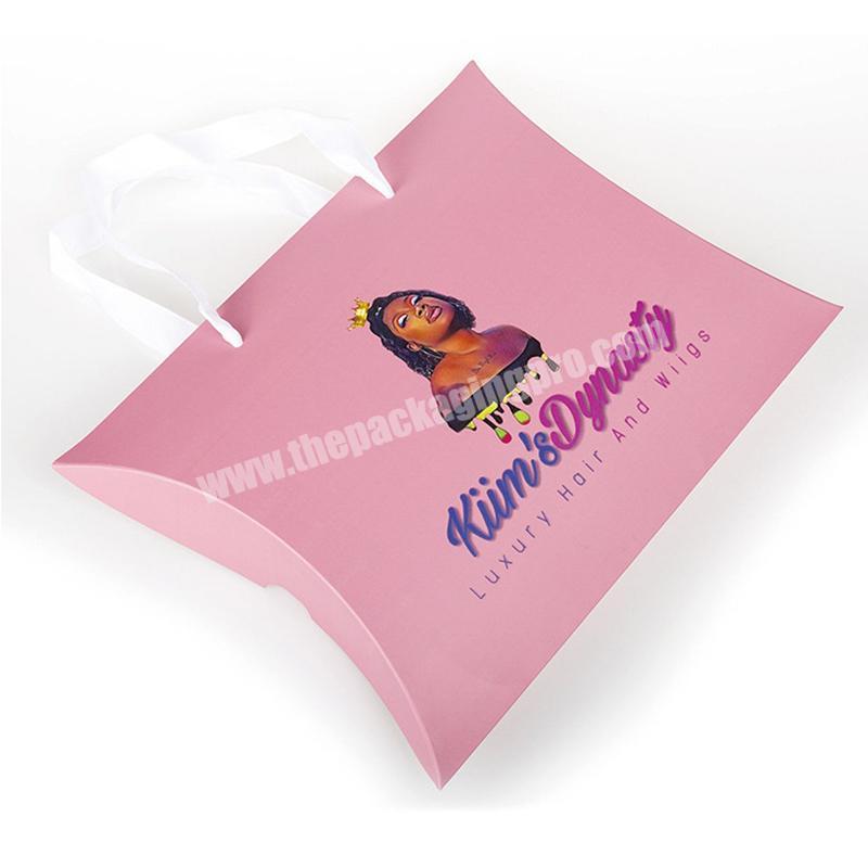 Custom Sublimation Folding Paper Candy Gift Wedding Custom Hair Pink Packaging Pillow Wig Boxes