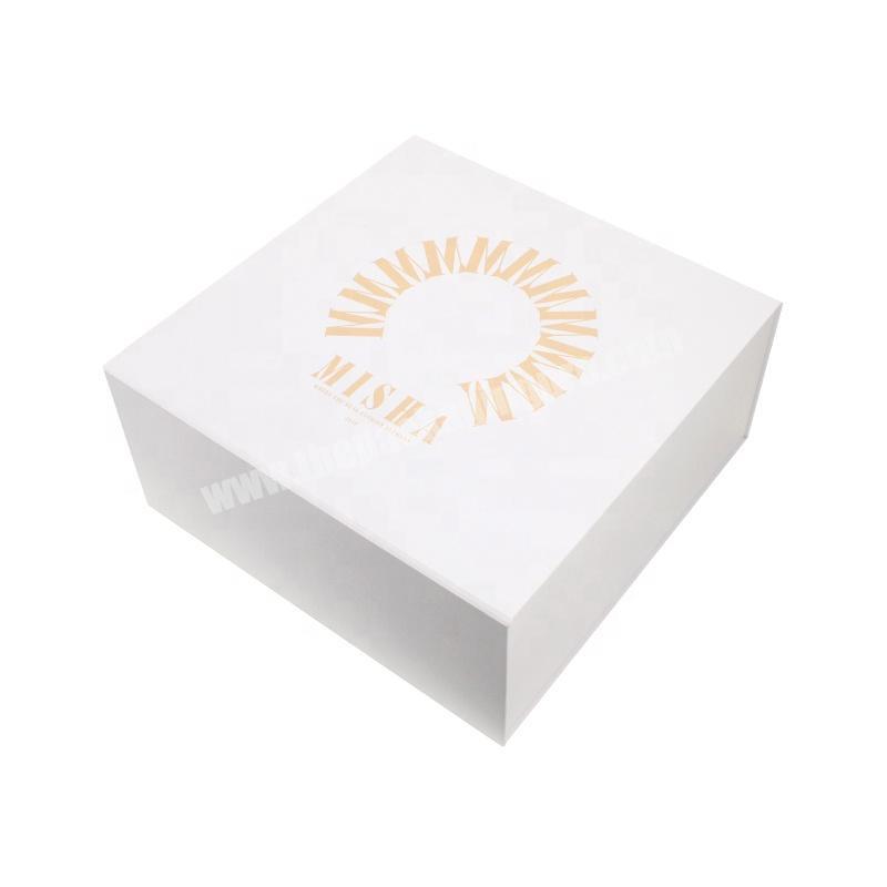 Custom White Color With Gold Logo Printing  Collapsible Storage Folding Gift Box
